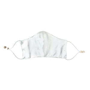 Ethical Kind Organic Peace Silk Face Mask Covering with filter pockets, adjustable with eco-elastic cord and natural wood beads
