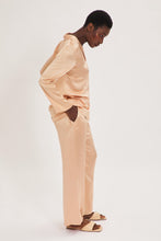 Load image into Gallery viewer, Ethical Kind Organic Peace Silk Pyjamas Set with Mother of Pearl Botton Shirt and Side Pocket Trousers in Hazelnut