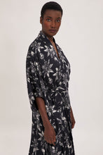 Load image into Gallery viewer, Ethical Kind Organic Peace Slik Lotus Print Kimono Robe, Black 