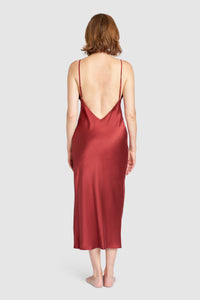 Silk Slip Dress – Burgundy