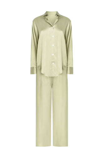 Oversized Silk PJ Set – Sage