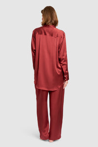 Oversized Silk PJ Set – Burgundy