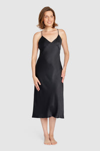 Silk Slip Dress – Black