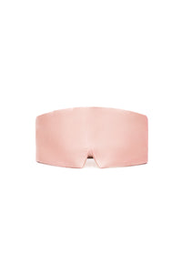 Adjustable sustainable Quartz Pink sleep mask with recycled Velcro® strap, product 
front view