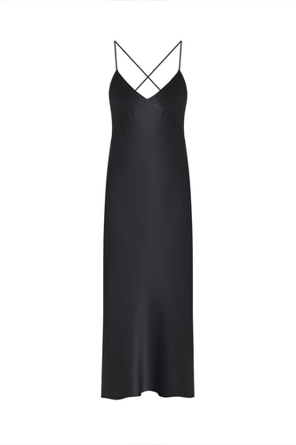 Silk Slip Dress – Black