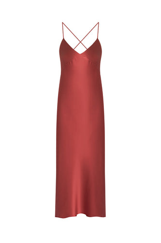 Silk Slip Dress – Burgundy