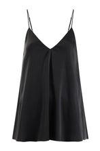 Load image into Gallery viewer, Ethical Kind Organic Peace Silk Double Layer, Flare, Camisole Top with Adjustable Straps in Black,