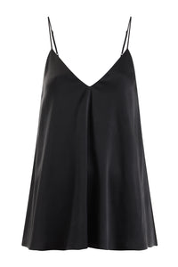 Ethical Kind Organic Peace Silk Double Layer, Flare, Camisole Top with Adjustable Straps in Black,