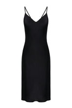 Load image into Gallery viewer, Organic Peace Silk Slip Midi Dress in Black