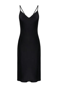 Organic Peace Silk Slip Midi Dress in Black