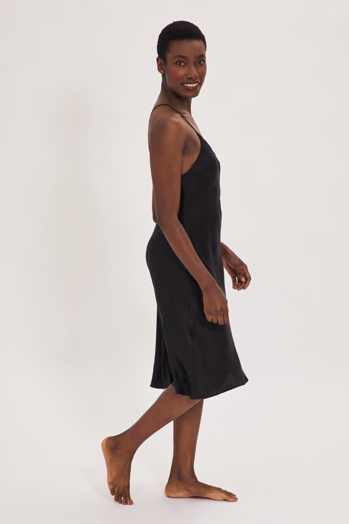 Organic Peace Silk Slip Midi Dress in Black Ethical Kind Organic Peace Silk Slip Midi Dress in Black Ethical Kind