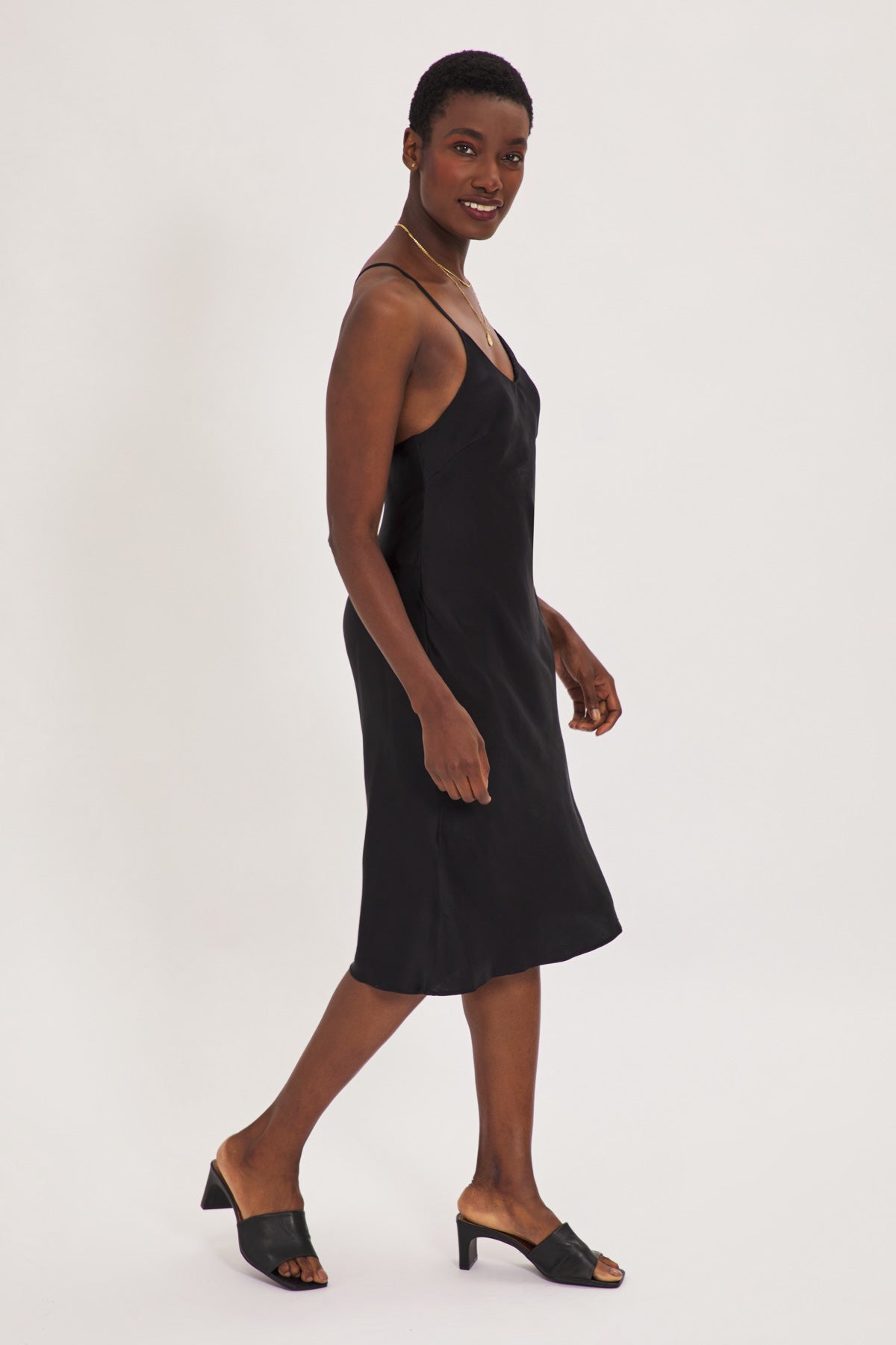 Organic Peace Silk Slip Midi Dress in Black Ethical Kind Organic Peace Silk Slip Midi Dress in Black Ethical Kind