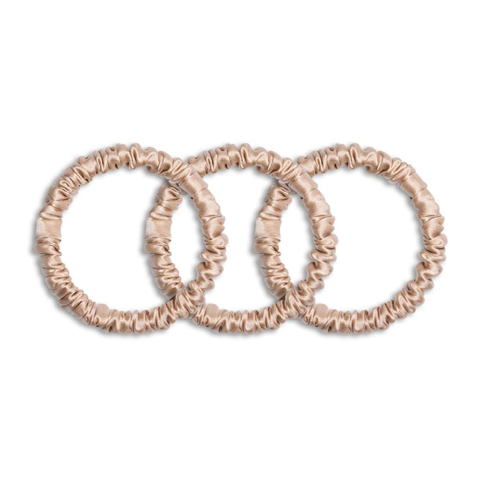 peace silk hair scrunchies  in hazelnut - set of three 